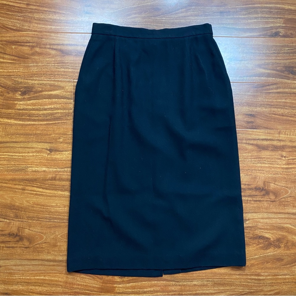 Vintage Koret Womens Black High Waist 100% Pure Wool Pencil Skirt Size 10 Preppy
